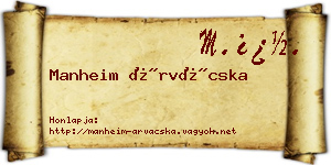Manheim Árvácska névjegykártya